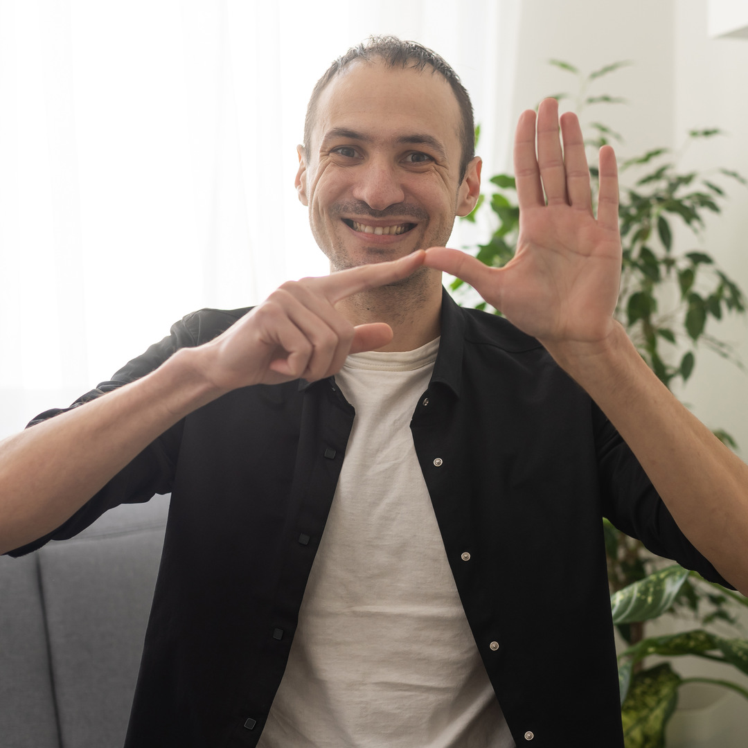 Adult Learning Sign Language For Deaf Disabled